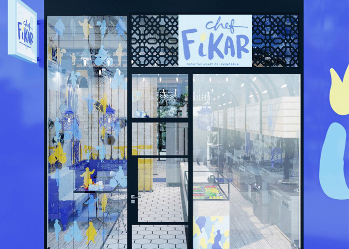 蓝色为基调的咖啡馆