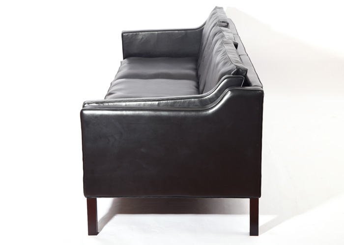 现代北欧三人位真皮沙发