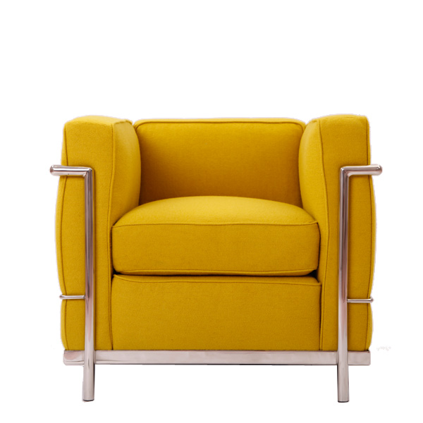 黄色布艺沙发：柯布西耶沙发