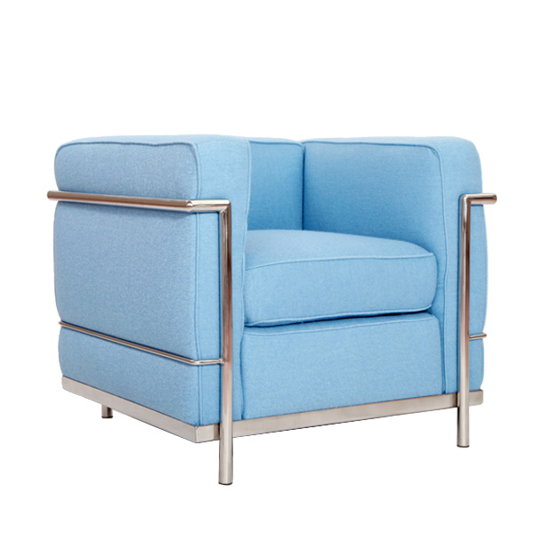 浅蓝色羊毛绒布柯布西耶沙发