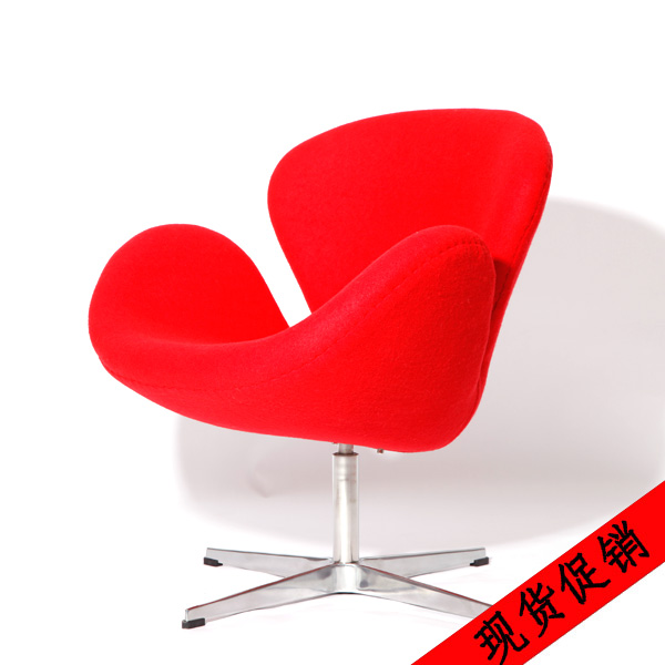 现货促销：红色羊毛绒布天鹅椅