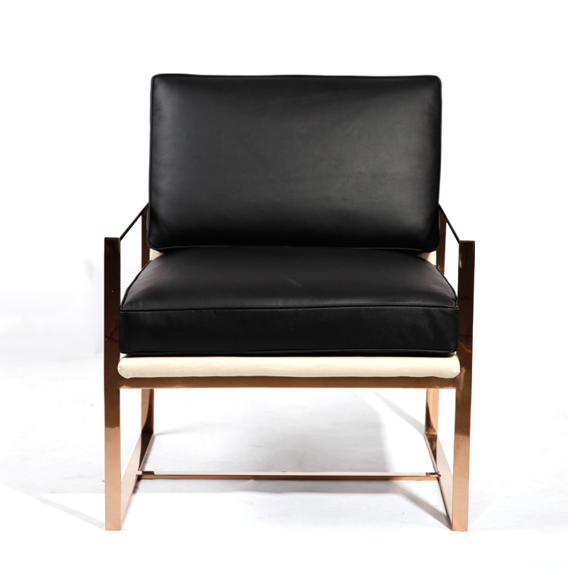 现代黑色真皮休闲椅