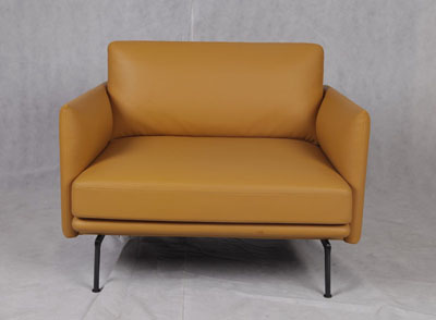 高弹海绵 真皮休闲单人沙发