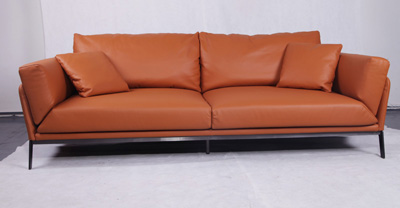 现代极简客厅真皮沙发