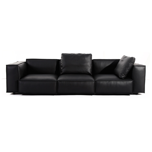 现代简约高端休闲三人位客厅真皮沙发