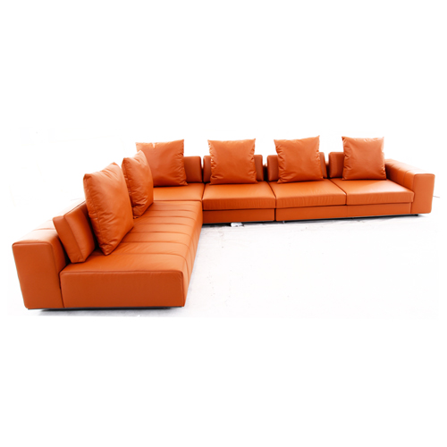 现代简约高端创意转角客厅组合真皮沙发